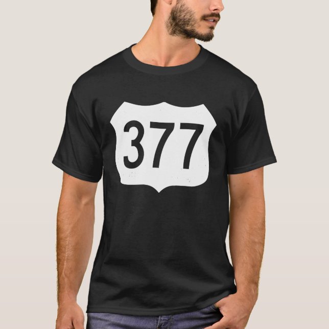 Texas 377 Road Sign T-Shirt (Vorderseite)