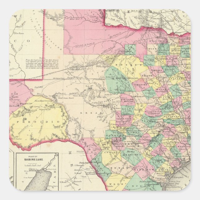 Texas 4 quadratischer aufkleber (Vorderseite)