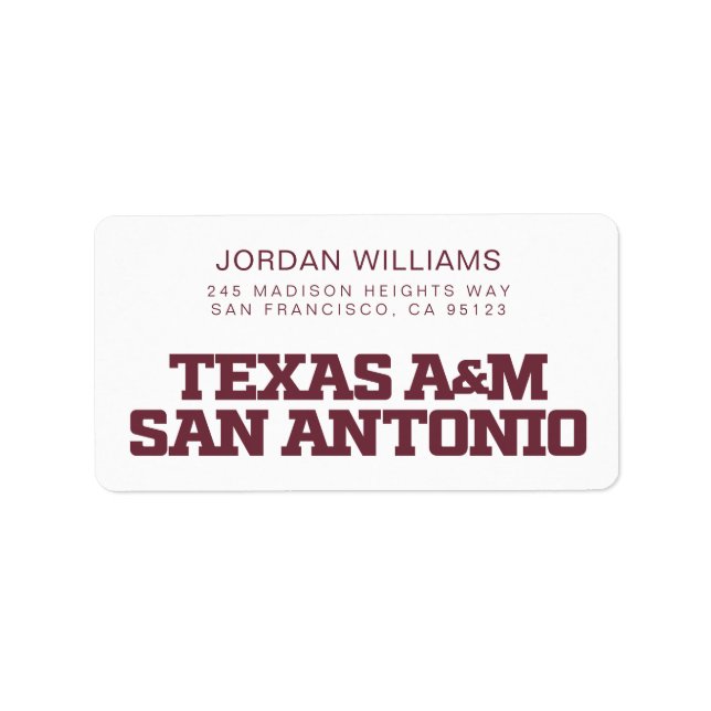 Texas A&M San Antonio Adressaufkleber (Vorne)