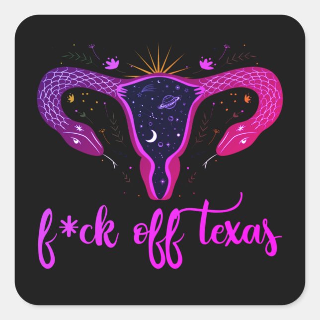 Texas Abortion Ban Celestial Uterus Protest Quadratischer Aufkleber (Vorderseite)