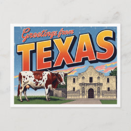 Texas Alamo Longhorn Cow Greetings Postkarte