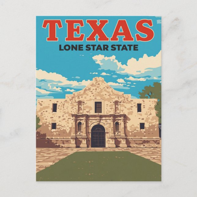 Texas Alamo Vintage Travel Postkarte (Vorderseite)