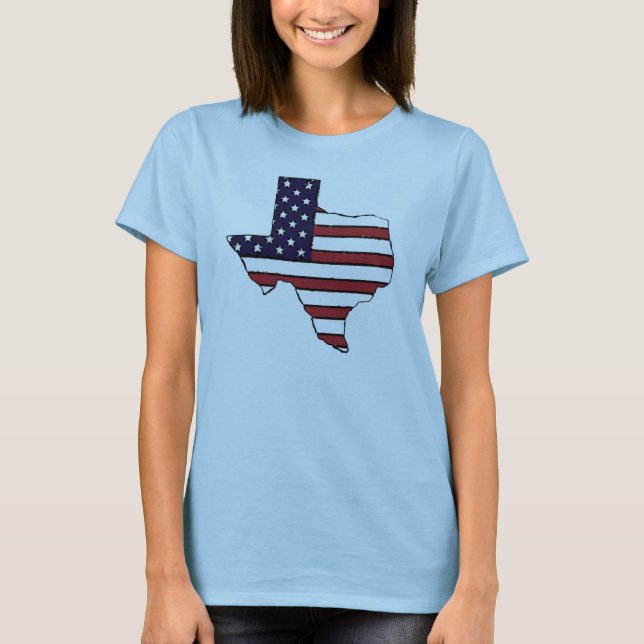 Texas alle amerikanischen Flaggen Kontur Frauen Pa T-Shirt (Vorderseite)
