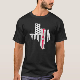 Texas American Flag Staat Map Priotic 4. T-Shirt