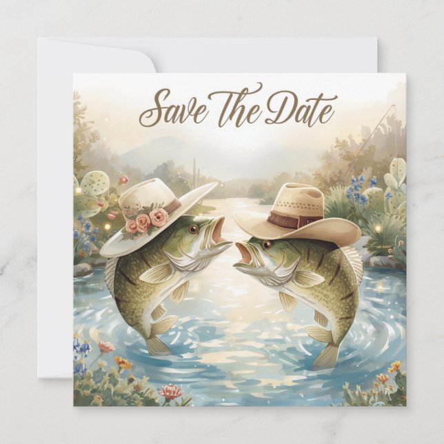 Texas-Angelfischen-Hochzeit - Rettet das Datum Save The Date (Vorderseite)