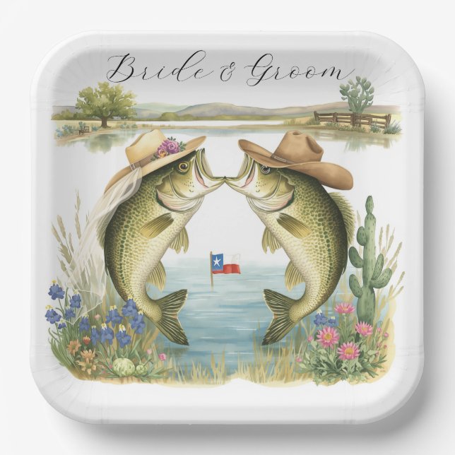 Texas Angelhochzeit Pappteller (Vorderseite)