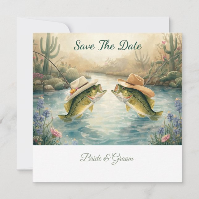 Texas-Angeln Hochzeit Save the Date (Vorderseite)