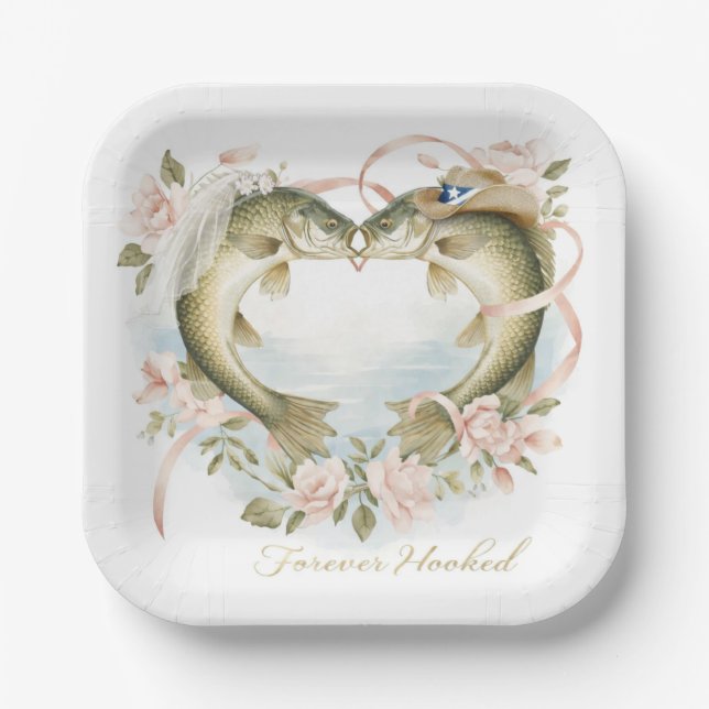 Texas-Angler-Hochzeit  Aquarell Pappteller (Vorderseite)