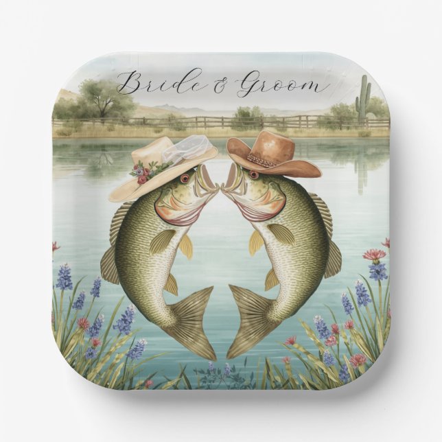 Texas Angler Hochzeit Pappteller (Vorderseite)