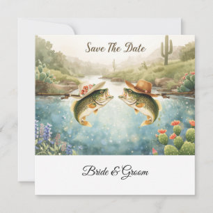 Texas-Angler-Hochzeit Save the Date Cowboy
