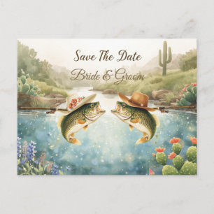 Texas-Angler-Hochzeit Save the Date Cowboy  Postkarte