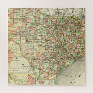 Texas Antique Karte Farbige Lone Star State Alamo Puzzle