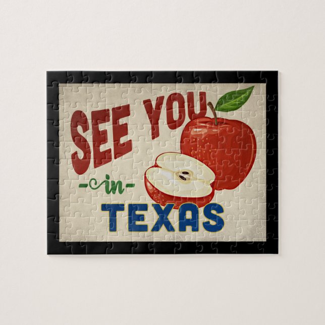 Texas Apple - Vintage Travel Puzzle (Horizontal)