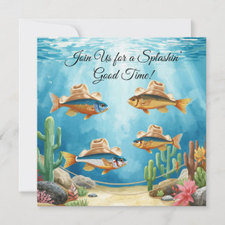 Texas Aquarium Cowboy-Fisch-Party-Einladung Einladung