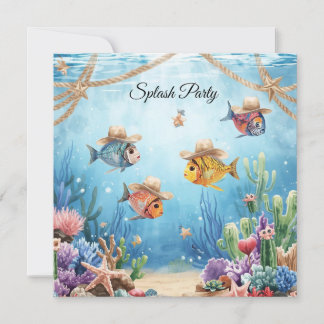 Texas Aquarium Cowboy-Fisch-Party-Einladung Einladung