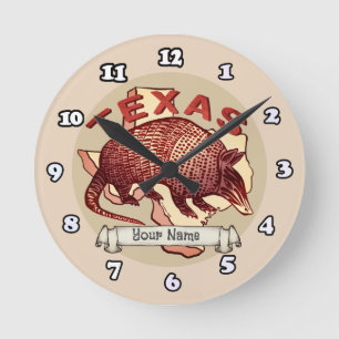 Texas armadillo runde wanduhr