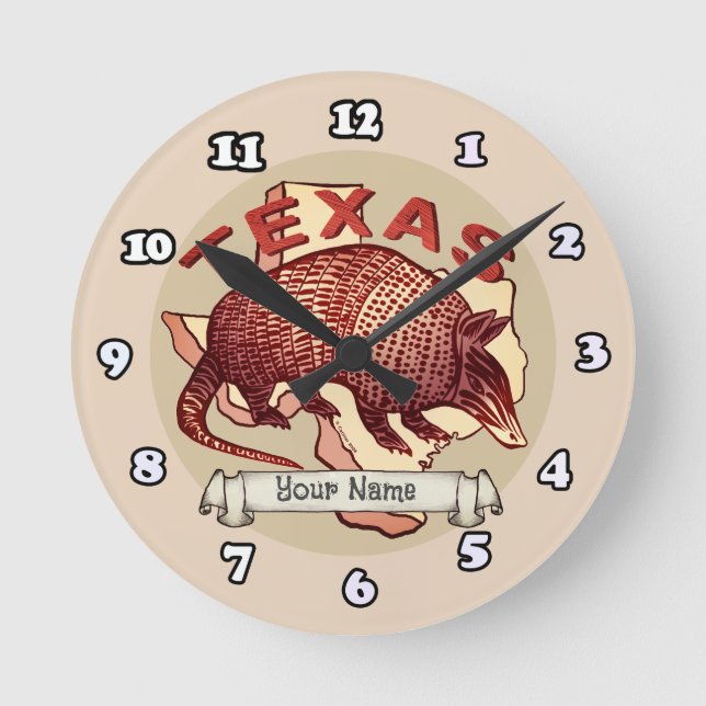 Texas armadillo runde wanduhr (Vorderseite)