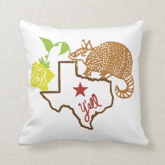Texas Armadillo und Gelbe Rose Kissen