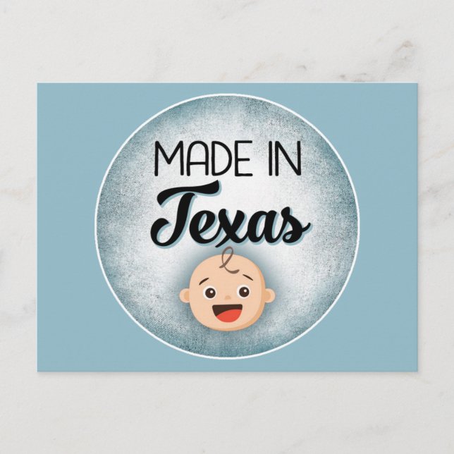 Texas Baby Funny Blue New Boy Postcard Postkarte (Vorderseite)