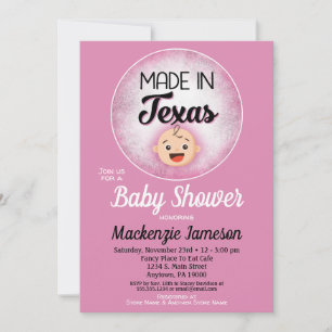 Texas Baby Shower Funny Pink Girls Einladung
