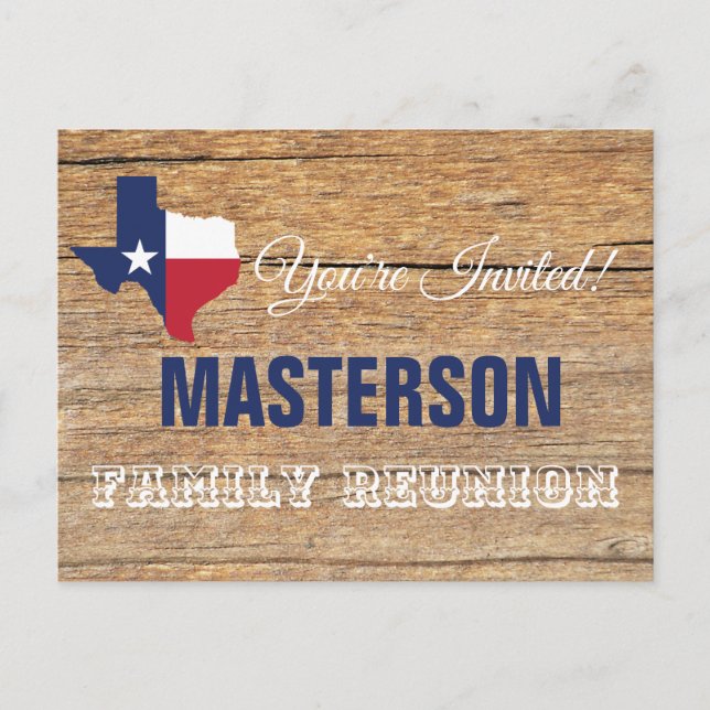 Texas Barnwood Family Wiedersehen Einladung Postkarte (Vorderseite)