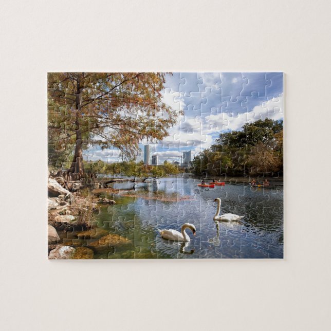 Texas Barton Creek / Ladybird Lake Swans Puzzle (Horizontal)