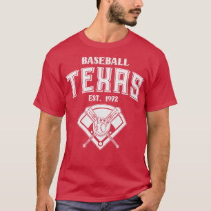Texas Baseball Est 1972 Vintager weißer Text T-Shirt