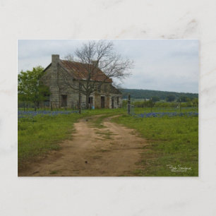 Texas Bauernhaus mit Bluebonnets Postkarte
