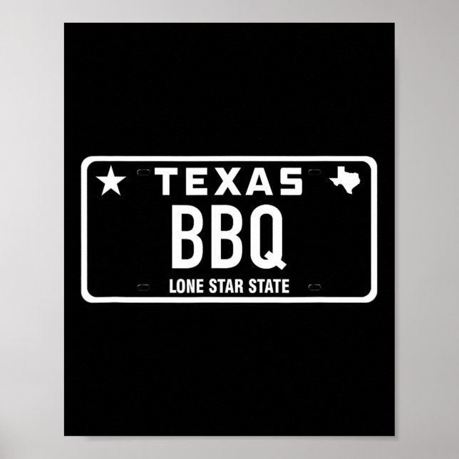 Texas Bbq Nummernschild Essen Fleisch Tx Austin Ge Poster (Vorne)