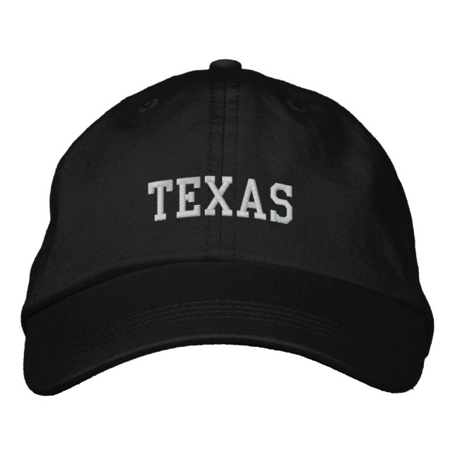 Texas bestickte anpassbare Cap Black Baseballkappe (Vorderseite)