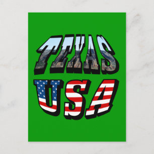 Texas Bild und Flag Text Postkarte