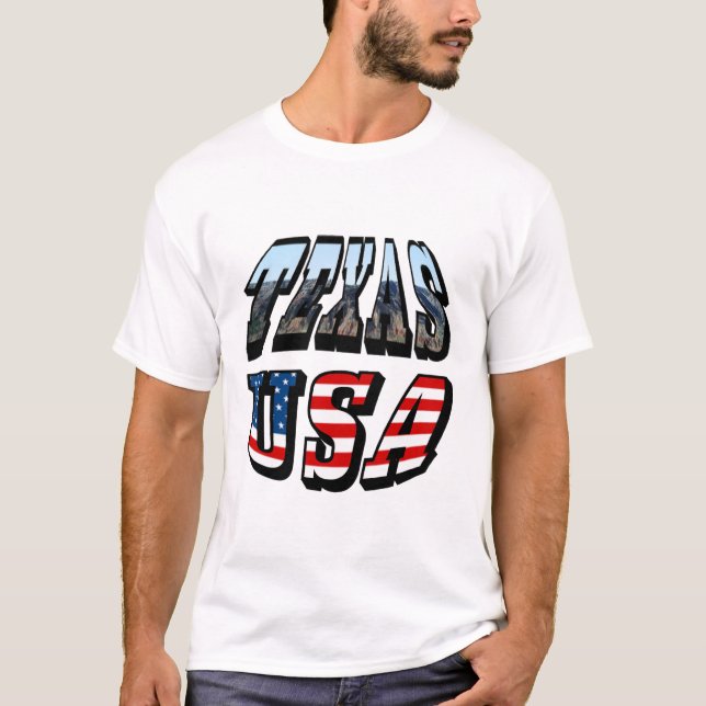 Texas Bild und Flag Text T-Shirt (Vorderseite)