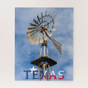 Texas-Bild, Windmühle und Texas-Logo Puzzle