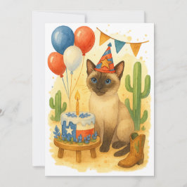 Texas Birthday Themed for Cat Lovers  Einladung