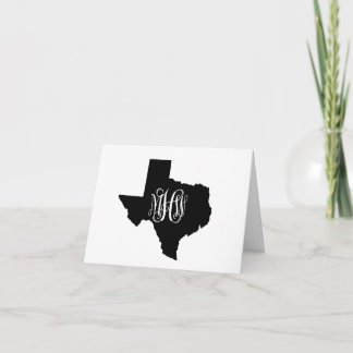 Texas Black White 3 Init Vine Monogram DIY BG Dankeskarte