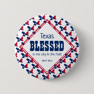 TEXAS BLESSED City Field Deuteronomy Christlich Button