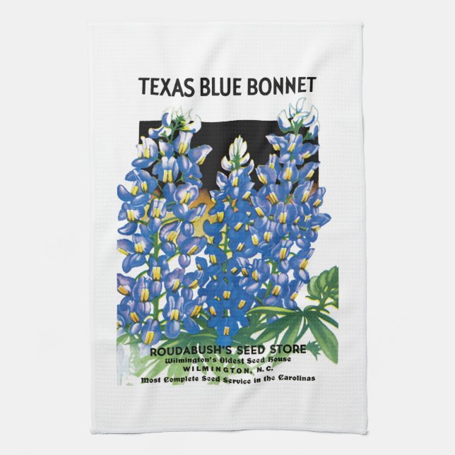 Texas Blue-Bonnet-Saatgutverpackung Geschirrtuch (Vertikal)