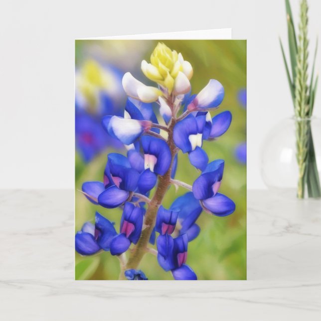 Texas Bluebonnet Blue Blume Art Note Card Karte (Vorderseite)