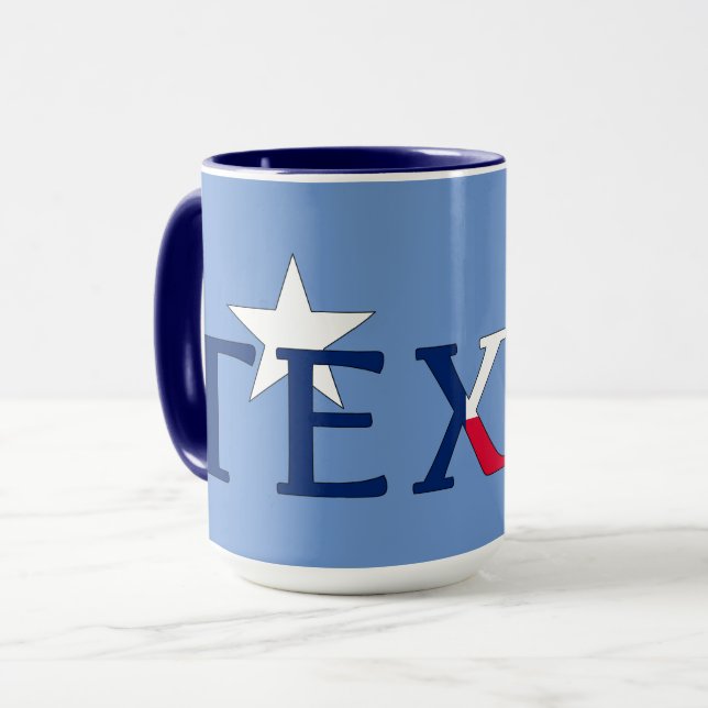 Texas Bluebonnet Blume auf Blue Tasse (Vorderseite Links)