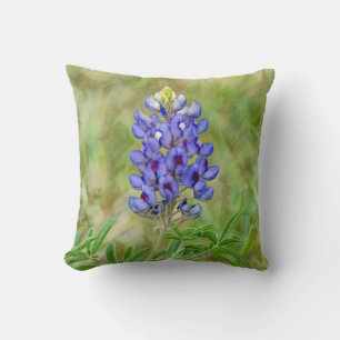 Texas Bluebonnet Blume Blue Green Art Pillow Kissen