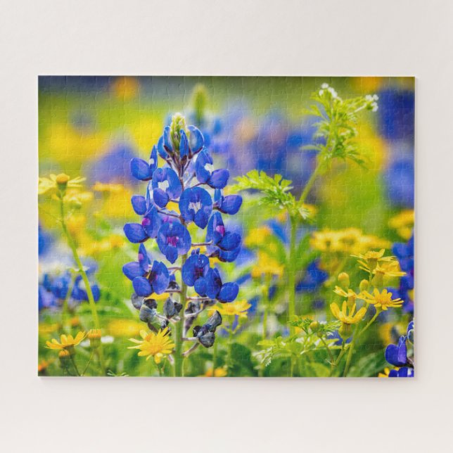 Texas Bluebonnet Blume mit Gelb Puzzle (Horizontal)