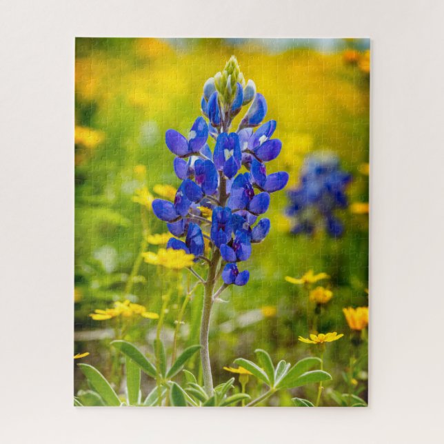 Texas Bluebonnet Blume mit Gelb Puzzle (Vertikal)