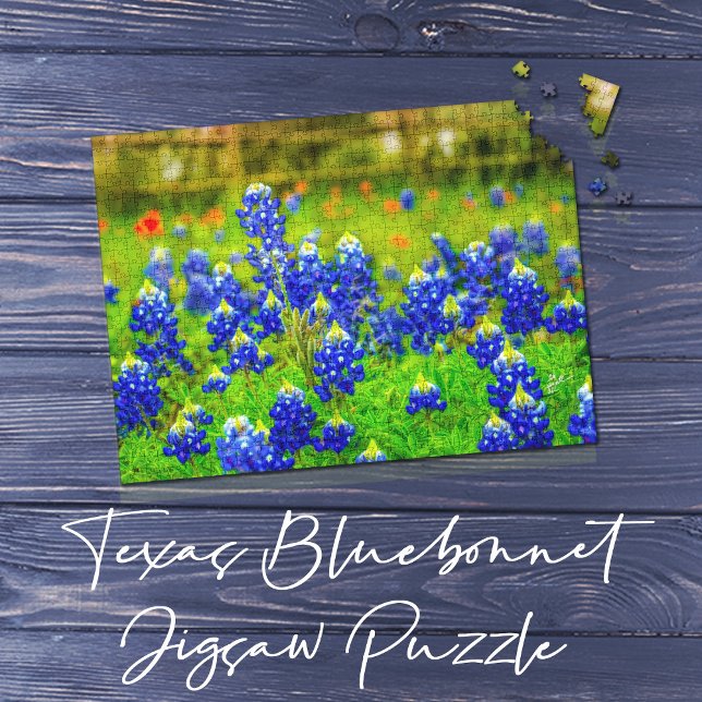 Texas Bluebonnet Field Rustic Elegant Puzzle (Von Creator hochgeladen)