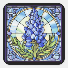 Texas Bluebonnet Hartglas Quadratischer Aufkleber
