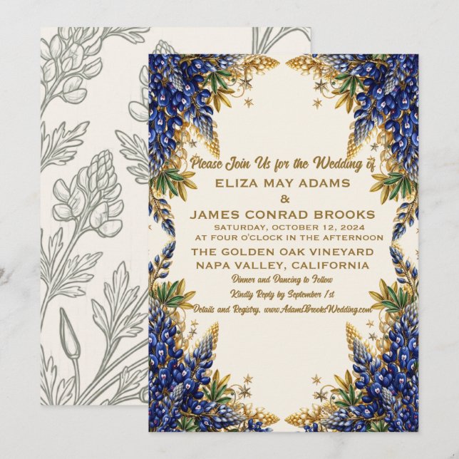 Texas-Bluebonnet-Hochzeitseinladung Save The Date (Vorne/Hinten)