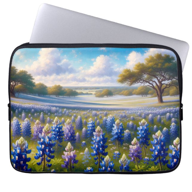 Texas Bluebonnet Meadow Landscape Laptopschutzhülle (Vorderseite)