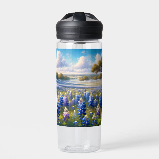 Texas Bluebonnet Meadow Landscape Trinkflasche (Vorderseite)