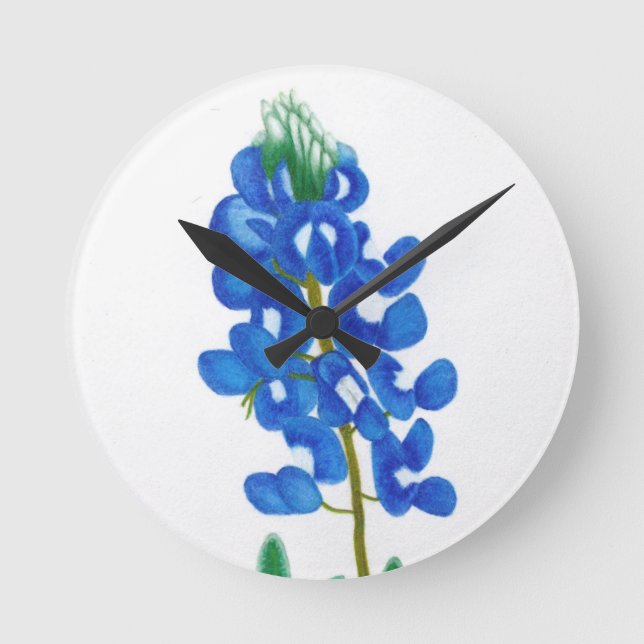 Texas Bluebonnet Wall Clock Runde Wanduhr (Vorderseite)