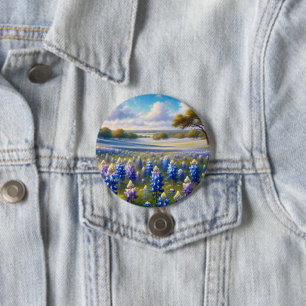 Texas Bluebonnet-Wiesenlandschaft Button