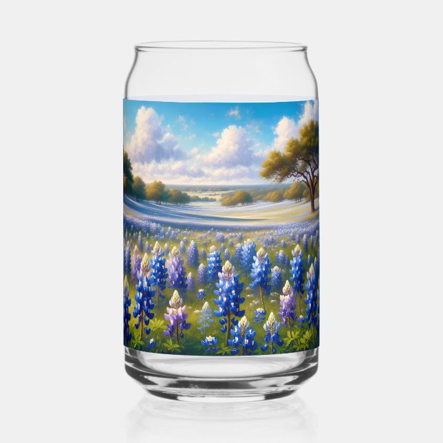 Texas Bluebonnet-Wiesenlandschaft Dosenglas (Vorderseite)
